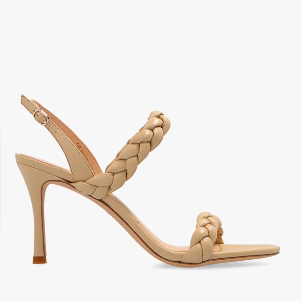 Kate Spade New York Braided Saffron Leather Nude Slingback Sandal Us 8.5 New